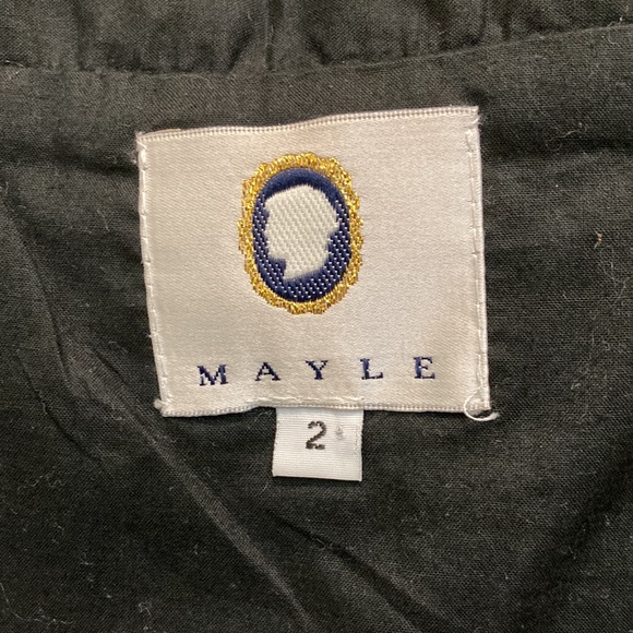 Mayle Black Tonal Striped At-the-Knee Skirt with Silk Insert Kick Pleat - Picture 6 of 9